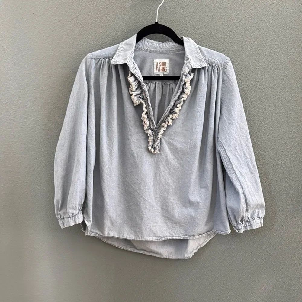 A Shirt Thing Celine Blouse Denim Indigo Size Petite Small